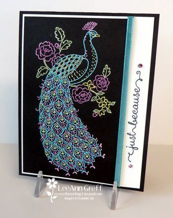 Ooh la la! This card is gorgeous!  We made it at a recent Blendabilities class I held. It looks so complicated and time consuming doesn't it? It's really not!   I embossed the image on the Black card Stampin Up Project, Card Techniques, Stationary Cards, The Peacock, Bird Cards, Heartfelt Creations, Stamping Up Cards, Card Making Techniques, Card Tutorials