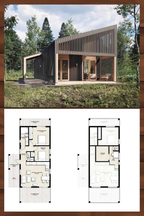 One story house plans are designed easier and more convenient access for people. These houses are for those that look for comfort without a need to walk on different house levels This cabin plan was designed to serve as a vacation home, that can be built remotely in the forest or on the property of your main residence. The house’s character is expressed in the outdoor spaces on each house end that extend the living spaces to the outdoors. SAVE 10% off your order using discount code BUILDER10. Small Tropical House, Small House Layout Plan, Tiny House Floor Plan, Tropical House Plans, 800 Sq Ft House, Cabin Plan, Small Modern House Plans, Small House Layout, Mansion Floor Plan