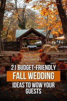 Discover 21 budget-friendly fall wedding ideas that will wow your guests. From seasonal decor to creative details, these tips will help you plan an unforgettable autumn celebration without breaking the bank. Perfect for a stunning and cost-effective wedding! Outdoor Wedding Fall Decorations, Simple Outdoor Fall Wedding Decor, Fall Wedding Budget Ideas, Fall Wedding Dinner Ideas, Fall Home Wedding Ideas, Fall Wedding Decor On A Budget, Budget Fall Wedding, Fall Wedding Mums And Pumpkins, Fall Wedding Ideas On A Budget Diy