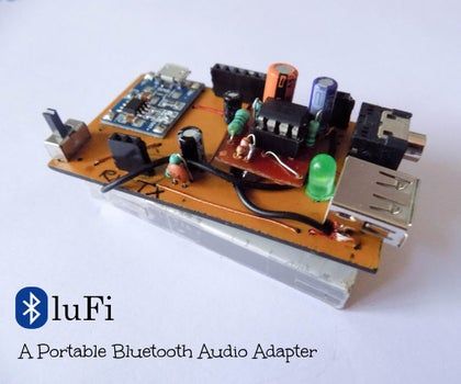 DIY Bluetooth Audio Adapter - BluFi Diy Bluetooth Speaker, Bluetooth Transmitter, Arduino Projects, Bluetooth Audio, Wired Headphones, Usb Adapter, Electronics Gadgets, Bluetooth Speakers, Audio Equipment