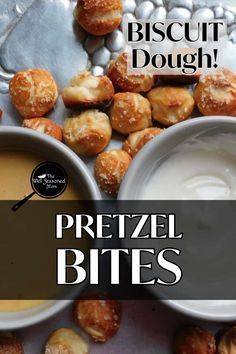 These easy homemade pretzel bites are made with canned biscuit dough so they are not only fast and easy, they are super cheap to make. No need to proof any yeast! #easyappetizer #cheapeats Pretzel Bites Using Biscuits, Pillsbury Pretzel Bites, Pretzel From Biscuit Dough, Easy Pretzel Bites Pillsbury, Soft Pretzels From Biscuit Dough, Canned Biscuit Pretzel Bites, What To Do With Biscuit Dough, Canned Biscuit Appetizers, Pretzels With Biscuit Dough