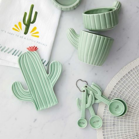 Cactus Detachable 4-Piece Measuring Spoon Set Hallmark Homes, Measuring Cups Set, Tanah Liat, Cactus Decor, Keramik Design, Cute Kitchen, Cactus Y Suculentas, Diy Clay, Measuring Spoons