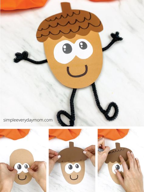 Acorn Craft, 1st Grade Crafts, Prek Crafts, September Crafts, Thanksgiving Crafts Preschool, Preschool Crafts Fall, November Crafts, Fall Preschool Activities, Acorn Crafts