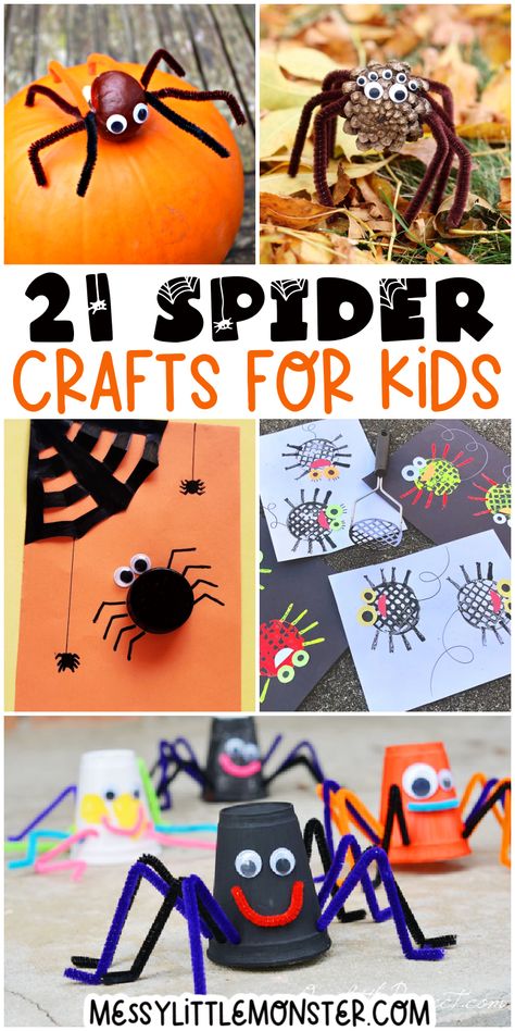 Spider crafts for toddlers and preschoolers. Easy spider crafts for kids. Spider Crafts For Kids, Spiders Preschool, Halloween Spider Craft, Spider Web Craft, Spider Activities, Spider Theme, Insect Crafts, Halloween Craft Projects, Spider Crafts