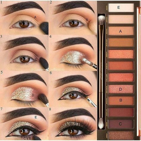 Easy Eye Makeup Tutorial, Eyeshadow Tutorial For Beginners, How To Do Makeup, Smink Inspiration, Eye Makeup Steps, Gold Eyeshadow, Pinterest Makeup, Makijaż Smokey Eye, Simple Eye Makeup