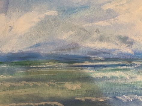 Clouds Over Ocean, Landscape Clouds, Ocean Landscape, Original Pastel, Original Landscape, Pastel Drawing, Soft Sculpture, Pastel Painting, Beautiful Embroidery