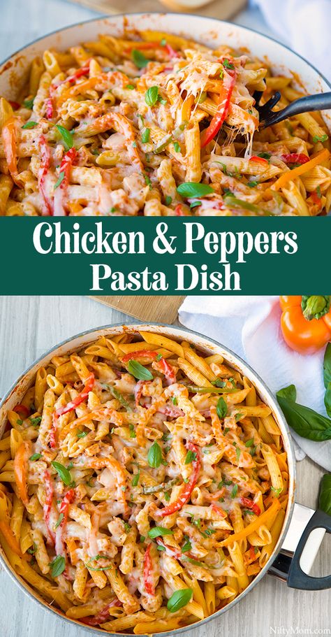 Chicken & Peppers Pasta {Quick & Easy Dinner} Chicken Peppers Pasta, Chicken Bell Pepper Recipes, Chicken Peppers And Onions, Peppers Pasta, Mongolian Chicken, Chicken Peppers, Recipes With Chicken And Peppers, Easy Pasta Dinner, Pepper Pasta