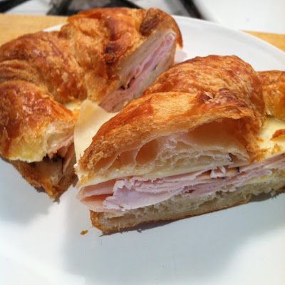 Quest for Delish: Turkey and Swiss on a Croissant Turkey Croissant Sandwich, Turkey Croissant, Gluten Free Croissant, Best Sandwiches, Croissant Sandwich, Cheese Croissant, Turkey Cheese, Turkey Sandwiches, Best Sandwich