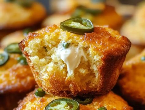 Jalapeño Cornbread Muffins With Cream Cheese, Jalapeno Cheddar Cornbread Muffins, Savory Loaf, Muffins With Cream Cheese Filling, 2023 Meals, Bread Chips, Muffins With Cream Cheese, Jalapeno Cheddar Cornbread, Cream Cheese Corn