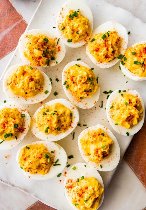 Classic Best Deviled Eggs Recipe (for Easter) Gimmesomeoven Recipes, Eggs Brunch, Devil Eggs, Healthy Deviled Eggs, Deviled Egg Recipe, Relish Sauce, Food Basics, Deviled Eggs Recipe Classic, Best Deviled Eggs