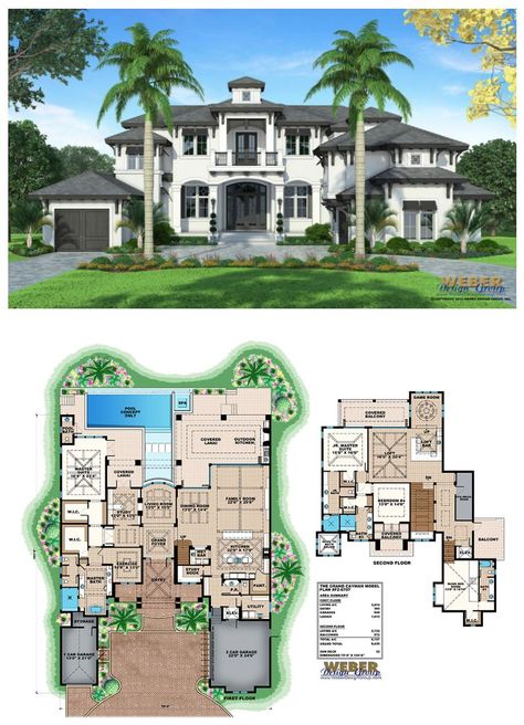 West Indies Home, Mansion Plans, Coastal Homes Plans, Minimalist Bloxburg, Luxury Floor Plans, Modern House Floor Plans, House Plans Mansion, Coastal House Plans, Two Story House Plans