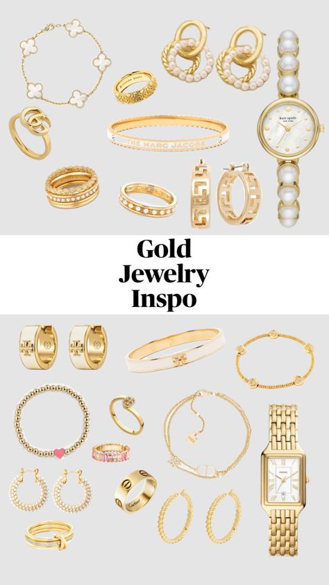 Classic Jewelry Essentials Gold, Christmas List Ideas Jewelry, Gold Jewelry Brands, Where To Get Gold Jewellery, Cute Gold Jewelry Aesthetic, Hoco Jewelry Gold, Pretty Jewellery Gold, Bday Jewelry, Jewelry For School