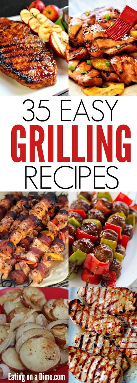 Find 35 easy grill recipes here. You will love these easy grill recipes to get dinner on the table fast. So yummy and the entire family will enjoy these. Bbq Food List, Easy Grilled Chicken Recipes, Easy Grill Recipes, Bbq Side Dish Recipes, Summer Dinner Recipes Grill, Easy Grill, Chicken On The Grill, Stuffed Jalapeno, Recipes Unique