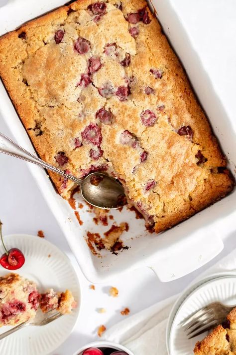 Sour Cherry Cake - The Frugal Farm Wife Pitted Sour Cherry Recipes, Sour Cherry Desserts, Canned Sour Cherry Recipes, Cherry Pudding Cake, Sour Cherry Cake Recipe, Forest Recipes, Cherry Quick Bread, Sour Cherry Cake, Cake Mix Coffee Cake