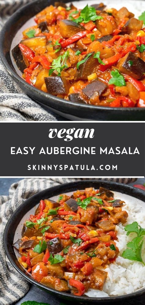 Easy Aubergine Masala Low Calorie Vegan Meals, Moroccan Tagine Recipes, Easy Vegan Curry, Paprika Recipes, Aubergine Recipe, Eggplant Recipes Easy, Indian Veg Recipes, Veg Curry, Tagine Recipes