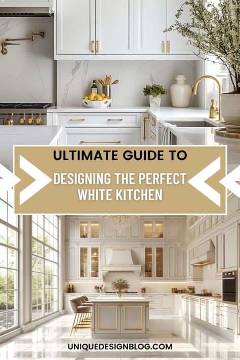 Achieving the Timeless Look : White Kitchen Design Ideas White English Kitchen, Farmhouse White Kitchen Ideas, Small Elegant Kitchen, Modern Classic Kitchen Design, Timeless White Kitchen, White Elegant Kitchen, Classic Timeless Kitchen, Kitch Design, Large White Kitchen