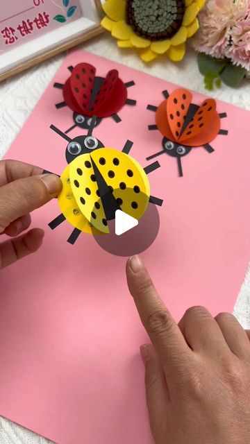 paper crafts creator on Instagram: ""Transform circles into adorable ladybugs with just a glance! Join us in this fun DIY adventure. 🐞✨ #ParentChildCrafts #HandmadeDIY #HomemadeToy #CreativeKidsCrafts #KindergartenCrafts #DIYFun"" Insect Art For Kids, Ladybug Crafts Preschool, Insects Preschool Activities, Circle Crafts Preschool, Insect Crafts Preschool, Preschool Insect Activities, Ladybug Crafts For Kids, Insects Crafts, Preschool Insects Activities