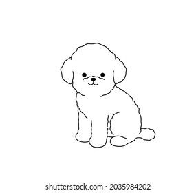 Vector isolated cute cartoon small maltipu puppy black line contour drawing. Colorless black and white tiny pocket dog icon, logotype, symbol Dog Contour Drawing, Puppy Line Drawing, Poodle Silhouette Tattoo, Poodle Doodles Drawing, Small Poodle Tattoo, Puppy Cartoon Drawing, Puppy Doodle Drawing, Poodle Drawing Easy, Poodle Line Drawing