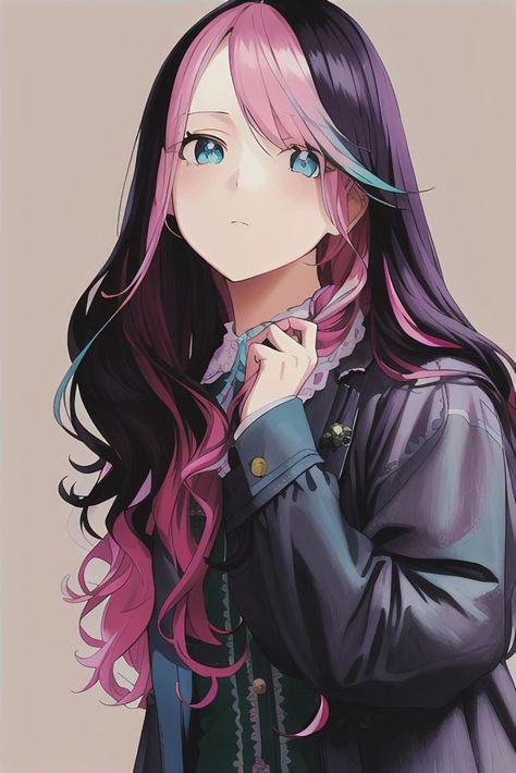 Anime Hair Color Ideas, Brown Hair Blue Eyes Girl, Under Hair Dye, Two Color Hair, Black Hair Ombre, Anime Hair Color, Red Hair Blue Eyes, Anime Red Hair, Brown Hair Blue Eyes