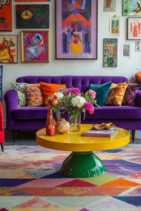 Colorful Eclectic Maximalism, Cozy Maximalist Living Room, Maximalist Furniture, Cozy Eclectic Home, Maximalist Living Room Decor, Colorful Modern Living Room, Vibrant Maximalist, Maximalist Decor Eclectic, Maximalist Apartment