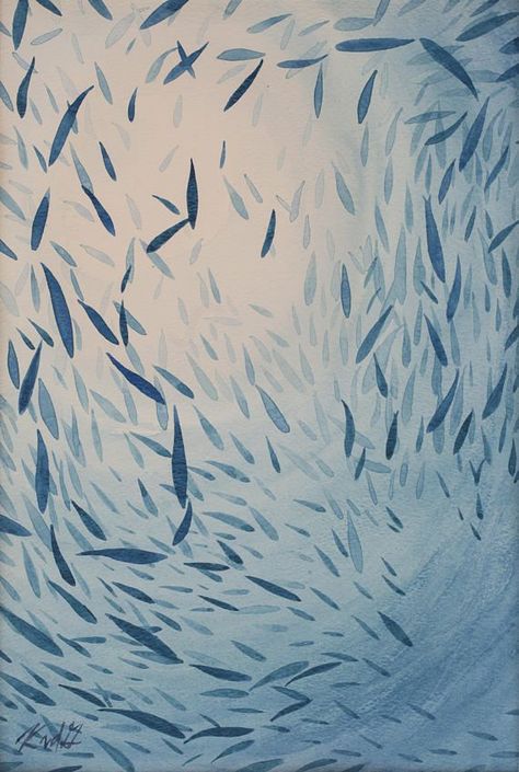 Swarm Of Fish, Watercolor Water, Watercolor Fish, Making Decisions, Business Operations, Fish Swimming, Blue Fish, Blue Painting, Fish Painting