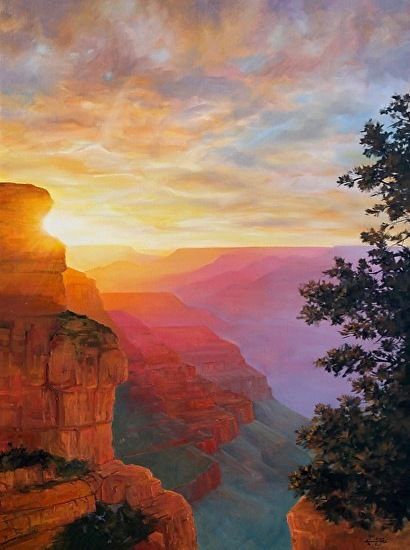 Grand Canyon Desert Sunset Painting Landscape Sunset Painting, Codes Animal Crossing, Desert Sunset Painting, Grand Canyon Sunset, Animal Crossing Qr Codes, Painting Scenery, Chalk Ideas, Animals And Birds, Landscape Sunset