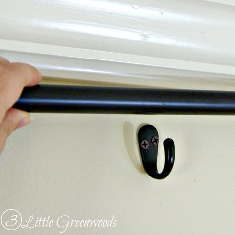 MUST PIN tutorial for the Cheapest DIY Curtain Rods Ever {Finials too} by 3 Little Greenwoods Tutorial for making your own DIY Curtain Rods from simple supplies! #DIYCurtainRod #DIYFinials Homemade Curtain Rods, Cheap Curtain Rods, Pin Tutorial, Curtain Finials, Windows Ideas, Diy Curtain Rods, Diy Curtain, Homemade Curtains, Cheap Curtains