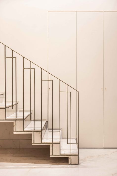 Marble Stairs With Glass Railing, Handrails For Stairs Modern, Marble Stairs Design Modern, Stair Baluster Ideas, Staircase Railing Design Steel, Marble Railing, Stairs Quotes, Stair Panelling, Stair Decorations