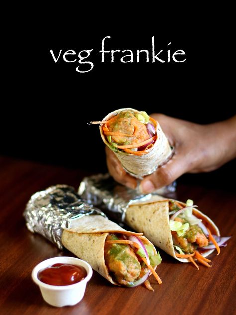 veg frankie recipe, veg kathi roll recipe, veg frankie roll with step by step photo/video. street food of india also known as kati roll or frankie wrap. Fusion Snacks, Aaloo Chaat, Frankie Recipe Veg, Veg Frankie Recipe, Veg Frankie, Kathi Roll Recipe, Kathi Roll, Frankie Recipe, Hebbars Kitchen