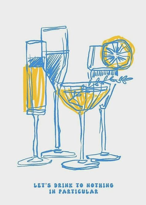 Cocktail Art Illustration, Cocktail Vintage Illustration, Cocktail Pattern Illustration, Cocktail Graphic Illustration, Cheers Illustration Drinks, Cocktail Illustration, Arte Inspo, Vibrant Art, Wall Collage