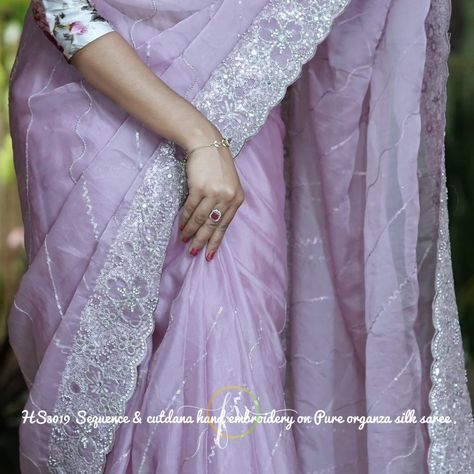 *HS3019 Glamourous Partywear collection to dazzle* Stunning *Lilac Organza* Saree - A Must-Have for Your Party Closet! Adorned with Heavy *Cutdana and Mirror Work*, this Saree will Make You Shine! Be the Star of the Evening in this Lightweight and Soft Partywear Saree. Make a Style Statement with the heavy Hand embroidery blouse which has hands, front and back and Back work. Resellers Price 9350 Party Closet, Hand Embroidery Blouse, Organza Saree, Embroidery Blouse, Mirror Work, Style Statement, For Your Party, The Star, Hand Embroidery