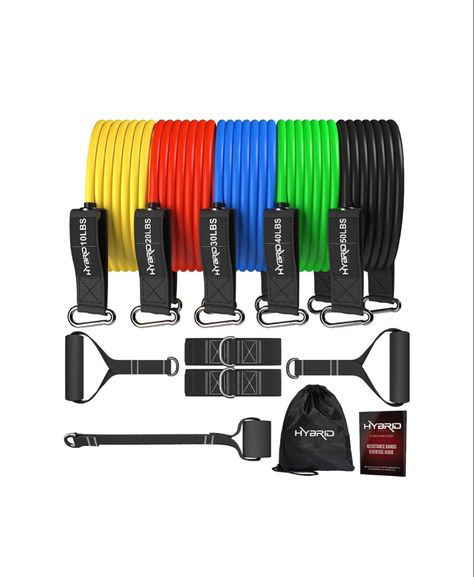 HYBRID Resistance Bands Set Men Women, HEAVY DUTY 12pcs Exercise Bands, Up to 150LB, 68kg, 2 Foam Handles, 2 Ankle Straps, Door Anchor - Fitness Tubes - Exercise Equipment for Home, Gym, Physio Equipment For Home Gym, Calisthenics Gym, Home Gym Set, Personal Gym, Best Resistance Bands, Gym At Home, Exercise Bands, Resistance Band Set, Body Training