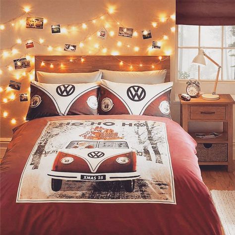 Parure lit combi T1 Volkswagen Christmas Duvet Cover, Christmas Duvet, Vw Camper Van, Grey Comforter, Ho Ho Ho Christmas, Vw Classic, Combi Volkswagen, Combi Vw, Designer Bedding Sets