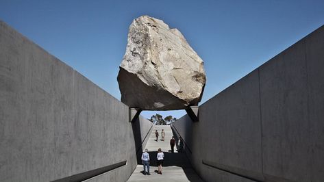 The Rock Has Landed. Levitated Mass, A 340 Ton Boulder by Michael Heizer, Hits LACMA. - if it's hip, it's here Michael Heizer, Outdoor Artwork, Futurism, Sculpture Installation, Land Art, Environmental Art, Public Art, Large Art, Landscape Architecture