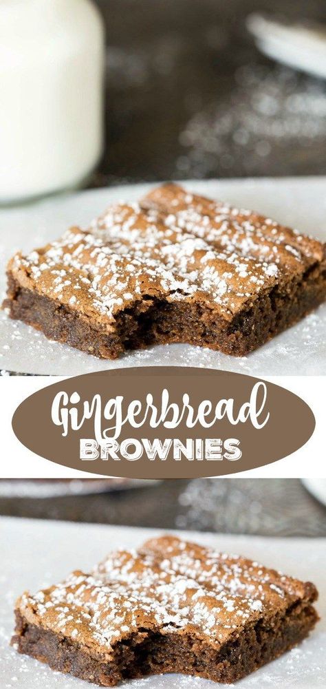 Gingerbread Brownie Recipe I Heart Eating, Gingerbread Brownies I Am Baker, Gingerbread Deserts, Woopie Cookies, Gingerbread Dessert Recipes, Gingerbread Brownies, Gingerbread Dessert, Dessert Halloween, Resep Brownies