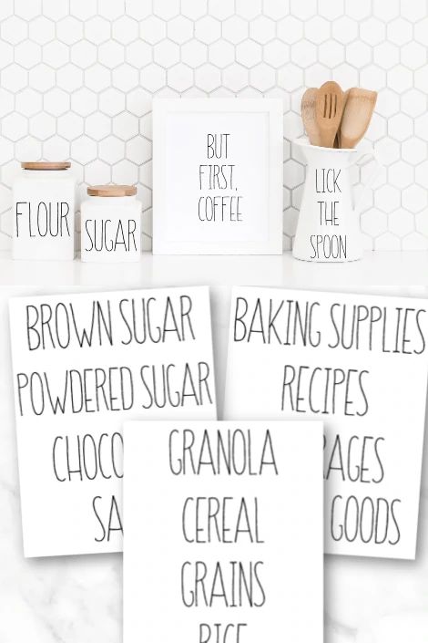 Printable Pantry Labels Splenda Cookies, Farmhouse Labels, Cleaning Binder, Powdered Sugar Recipes, Free Pantry Labels, Budgeting Printables, Organizing Printables, Home Organization Binders, Organization Binder