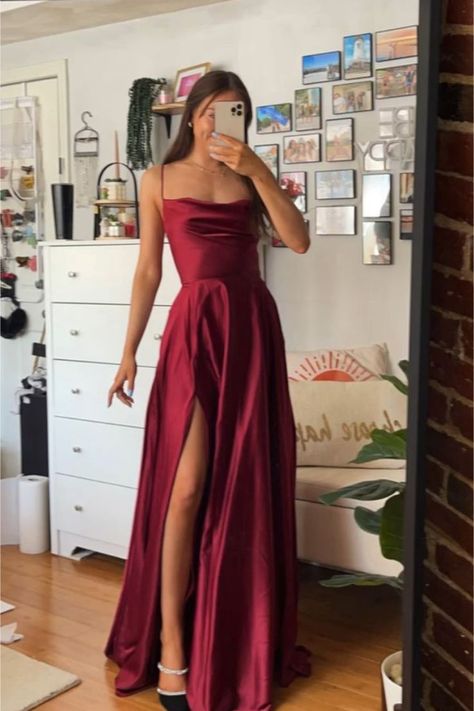 Long Prom Dresses, Prom Dress, Rush, Evening Dresses, Spaghetti, A Line, Prom Dresses, Prom, Satin