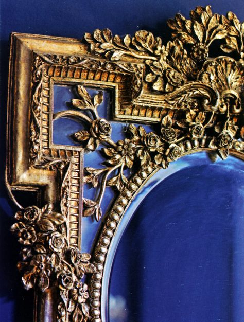 Ravenclaw Aesthetic, Gilded Mirror, Royal Blue And Gold, Gold Aesthetic, Beautiful Mirrors, Blue Mirrors, The Frame, Navy Gold, Ravenclaw