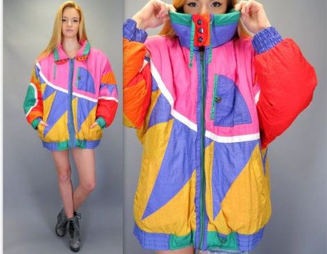 Colourful Jacket, Clowncore Outfit, Purple Windbreaker, Vintage Outfits 50s, Chica Cool, Fresh Prince Of Bel Air, Look Festival, Prince Of Bel Air, Pink Orange Yellow