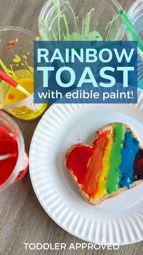 Rainbow Toast - A fun St. Patrick's Day snack idea! Rainbow Toast, Rainbow Snacks, Yogurt Pops, Rainbow Fruit, Edible Paint, Ideas Food, Gel Food Coloring, Veggie Garden, How To Make Bread