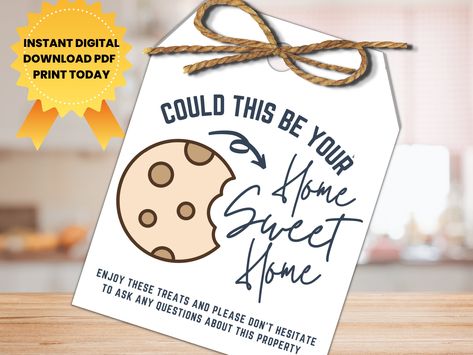 Open House Treats, Realtor Marketing Gifts, Cookie Tags, Real Estate Agent Gift, Open House Real Estate, Marketing Real Estate, Marketing Gift, Cookie Packaging, Label Paper