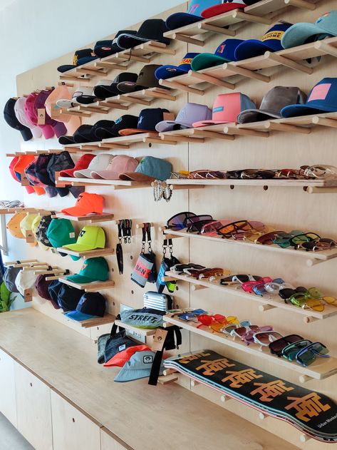 Bucket Hat Display, Indian Streetwear, Mens Hat Store, Urban Monkey, Bandra Mumbai, Cap Store, Cool Beanies, Streetwear Clothing Brand, Clothing Store Interior