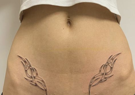 Bottom Of Stomach Tattoo, Sa Tattoos, Lower Stomach Tattoos, Story Tattoo, Tattoo Words, Stomach Tattoo, Waist Tattoos, Small Wing, Belly Tattoo