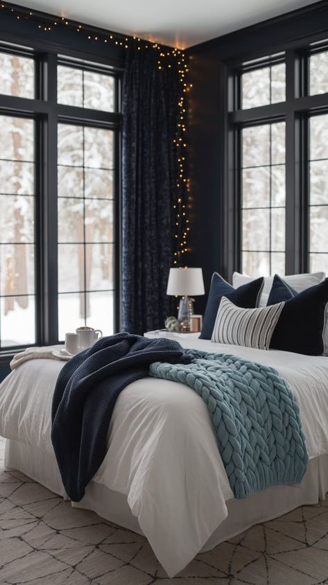 40+ Cozy Blue Bedroom Inspiration That Lasts Blue Velvet Headboard Bedroom, Warm Blue Bedroom, Blue Cozy Bedroom, Cozy Blue Bedroom, Blue Velvet Headboard, Cool Loft Beds, Bunk Bed Accessories, Bunk Bed Safety, Bed Mattress Sizes