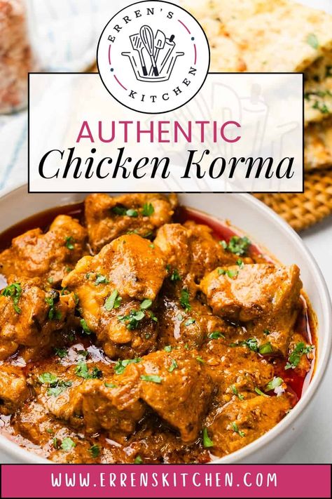 This deliciously rich and aromatic Chicken Korma recipe has a creamy texture and authentic flavors you won't soon forget. Pakistani Chicken Korma Recipe, Indian Korma Recipe, Chicken Breast Recipes Indian, Kompot Recipe, Authentic Indian Food Recipes, Chicken Korma Recipe Indian Foods, Authentic Indian Chicken Curry, Curry Meals, Kosher Rules