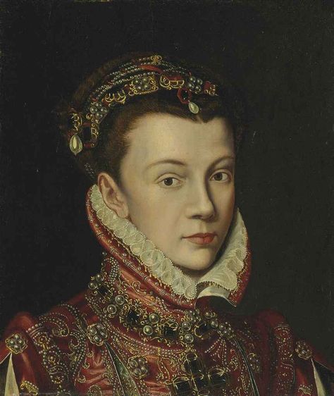 Circle of Antonis Mor (Utrecht 1516/20-1576? Antwerp) | Portrait of Elizabeth of… Mary Of Scots, Red Embroidered Dress, Queen Of Spain, Catherine De Medici, Tudor Dynasty, Queen Of Scots, French Royalty, Tudor Era, Eldest Daughter