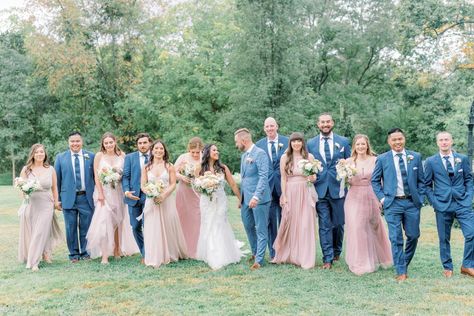 Dusty Blue And Blush Wedding Groomsmen, Dusty Pink And Dusty Blue Wedding Theme, Light Blue And Dusty Rose Wedding, Dusty Blue And Dusty Rose Bridesmaid Dresses, Dusty Blue And Blush Pink Wedding Bridesmaid Dresses, Dust Blue And Blush Wedding, Pink Bridesmaid Blue Groomsmen, Dusty Blue Suits Groomsmen, Dusty Blue Mauve And Blush Wedding