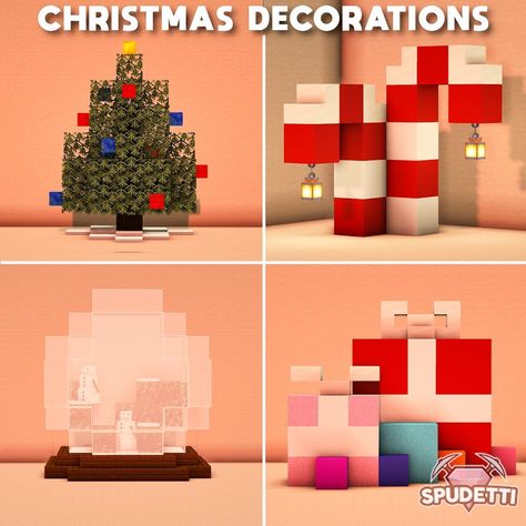 Minecraft Candy Cane, Bench Minecraft, Minecraft Holiday, Minecraft Christmas Tree, Case Minecraft, Minecraft Decoration, Rumah Minecraft Sederhana, Bangunan Minecraft, Minecraft Banners