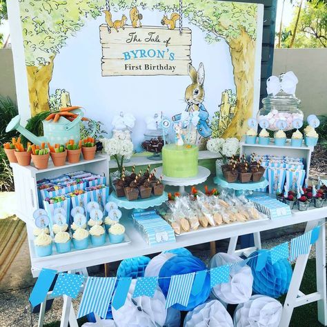 Peter Rabbit Birthday Party Ideas | Photo 1 of 12 Rabbit Theme Party, Peter Rabbit Theme Party, Peter Rabbit Birthday Party, Rabbit Birthday Party, Peter Rabbit Cake, Bday Photoshoot, Tale Of Peter Rabbit, Easter Baby Shower, Peter Rabbit Birthday