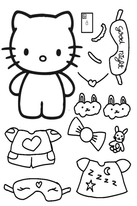 Hello Kitty para colorir printable #freecoloringpages #freeprintablecoloringpage Hello Kitty Coloring Pages, Hello Kitty Outfit, Kitty Coloring Pages, Creation Coloring Pages, Hello Kitty Imagenes, Hello Kitty Colouring Pages, Kitty Coloring, Melody Hello Kitty, Hello Kitty Coloring